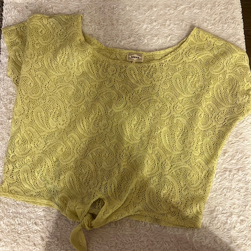 lime green kirra cropped top with tie. Size medium. $5
